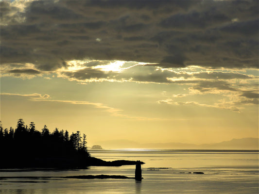 Photo Sun Beginning to Set on a Waterway in Alaska