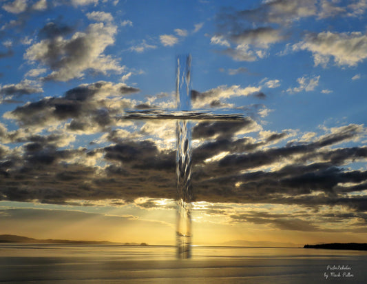 Photo Cross Sunset Alaska Shimmering Bay Sky Clouds Sun