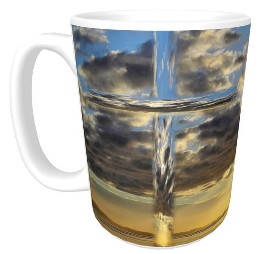 Cross Coffee Cup Sunset Ocean Clouds Sky Alaska