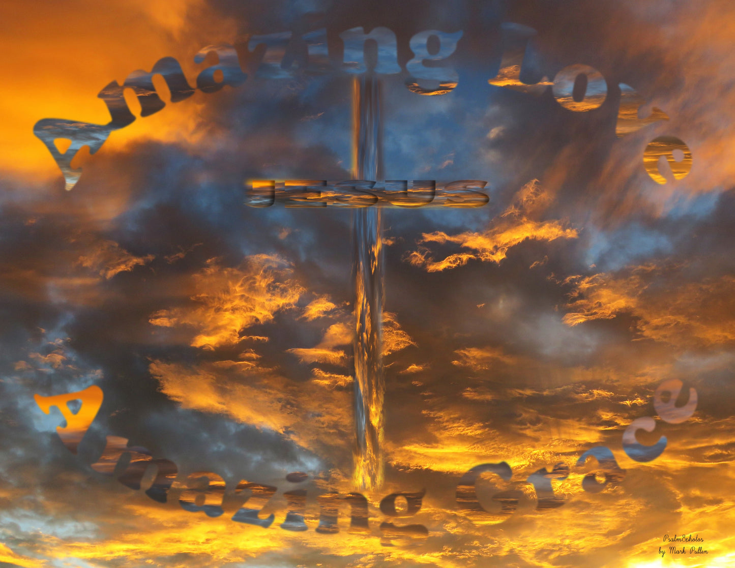 Photo Cross Amazing Love & Grace Sunset Yucaipa California Clouds Sky