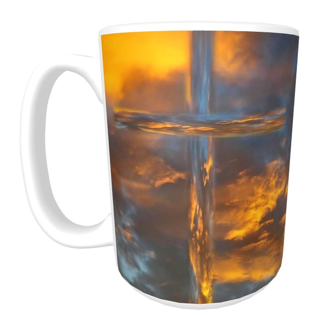 Cross Coffee Cup Sunset Yucaipa California Clouds Sky