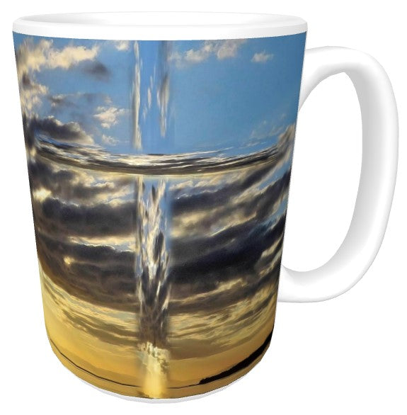 Cross Coffee Cup Sunset Ocean Clouds Sky Alaska