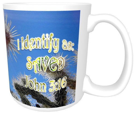 CUPS I Identify as: SAVED John 3:16 Cactus Joshua Tree Mug Kid Cup Thermos Bottle