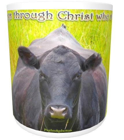 CUPS I Identify as: STRONG Philippians 4:13 Cow Mug Thermos Bottle