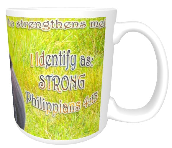 CUPS I Identify as: STRONG Philippians 4:13 Cow Mug Thermos Bottle