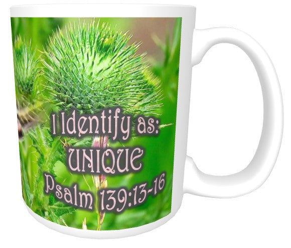 CUPS I Identify as: UNIQUE Psalm 139:13-16 Mug Kid Cup Thermos Bottle