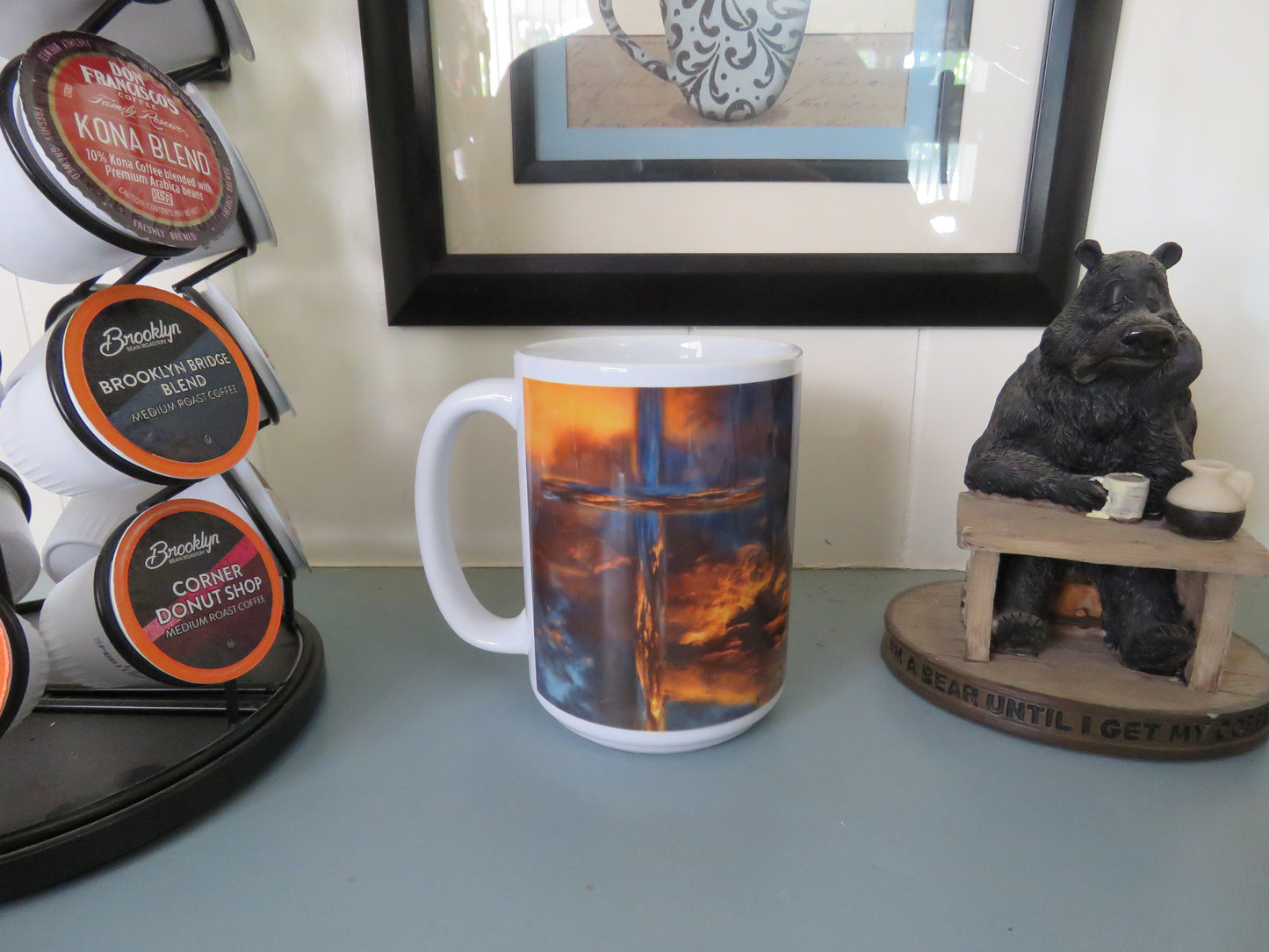 Cross Coffee Cup Sunset Yucaipa California Clouds Sky