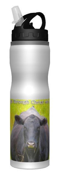 CUPS I Identify as: STRONG Philippians 4:13 Cow Mug Thermos Bottle