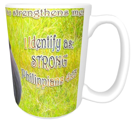 CUPS I Identify as: STRONG Philippians 4:13 Cow Mug Thermos Bottle