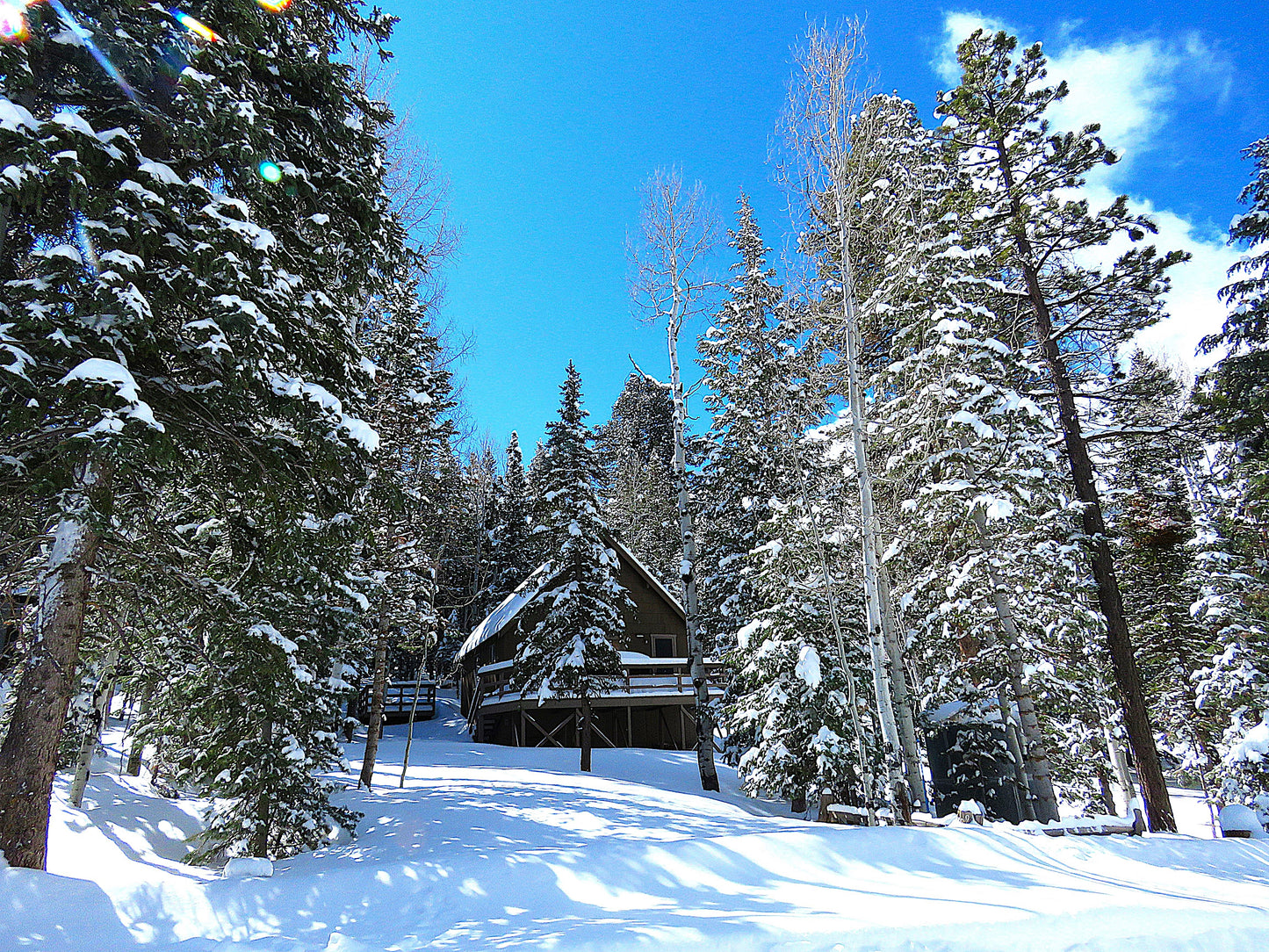 Photo Snowy Cabin in the Forest Duck Creek Village Utah