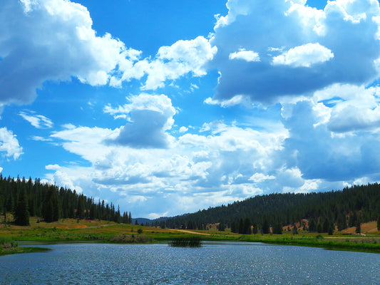 Photo Peaceful Swains Creek Pond White Clouds Blue Sky Duck Creek Village Utah