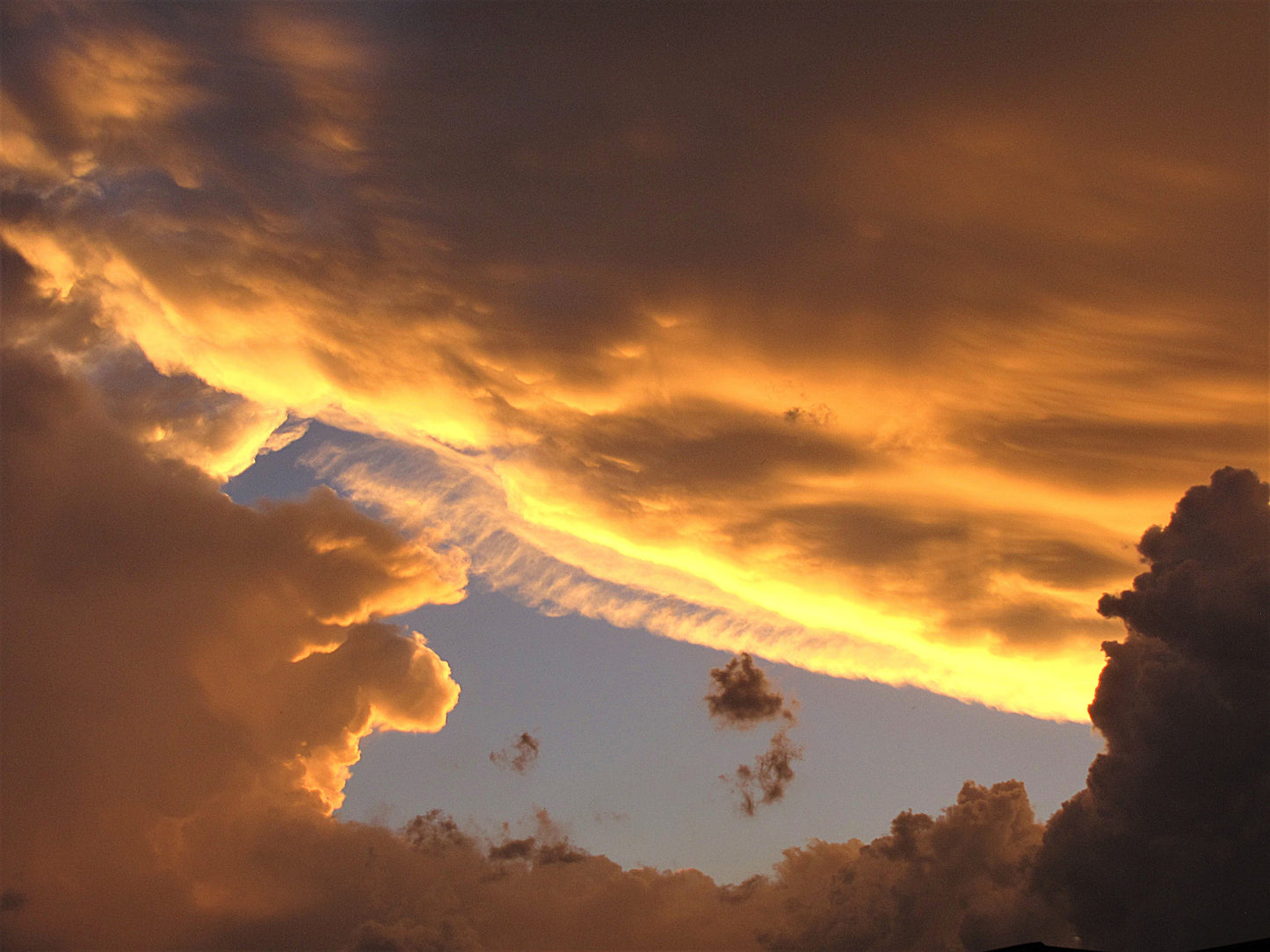 Photo Orange Yellow Clouds Sunset Pale Blue Sky Highlands Ranch Colorado