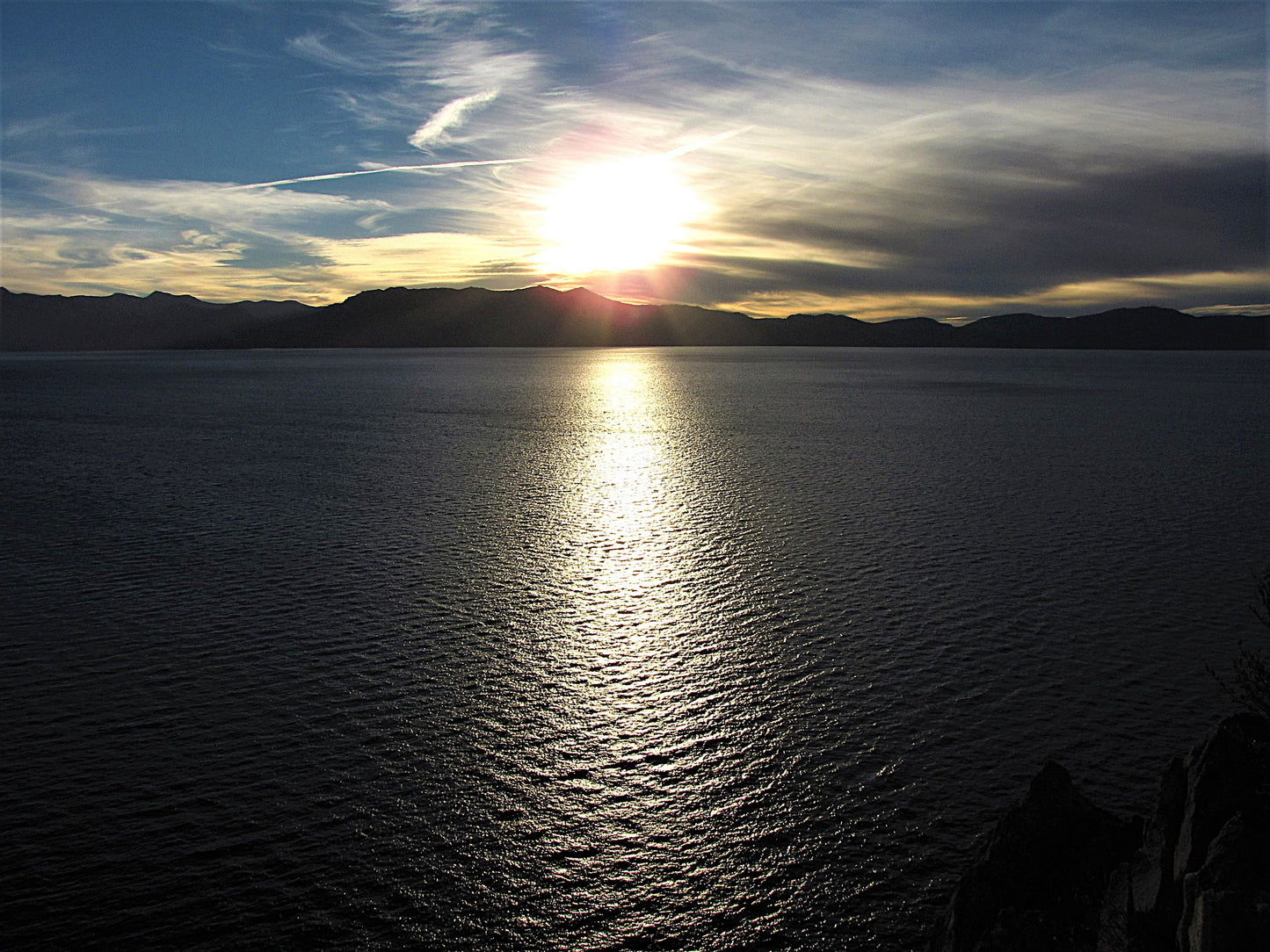 Photo Sunset Over Lake and Mountains Lake Tahoe California