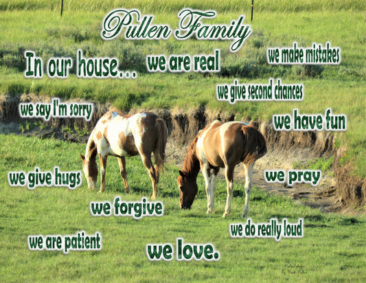 Photo Family Love Duck Creek Village Utah Two Horses in Meadow Customize