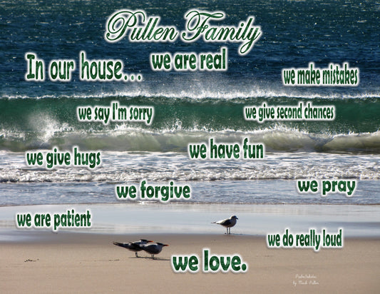 Photo Family Love Oceanside California Sea Gulls and Waves Customize
