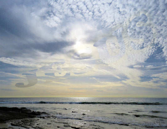 Photo Jesus Oceanside Beach Sky Clouds Ocean Waves