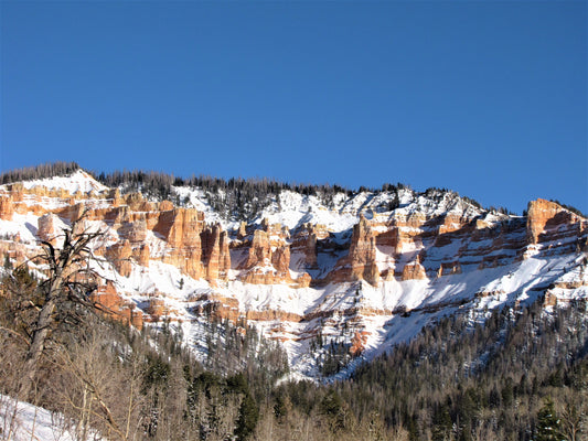 Photo Snow Covered Cliffs and Blue Sky Duck Creek Village Utah